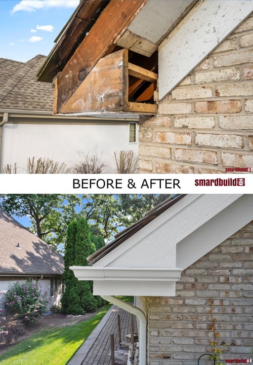Before and After Garage Soffit Fascia Replacement Naperville
