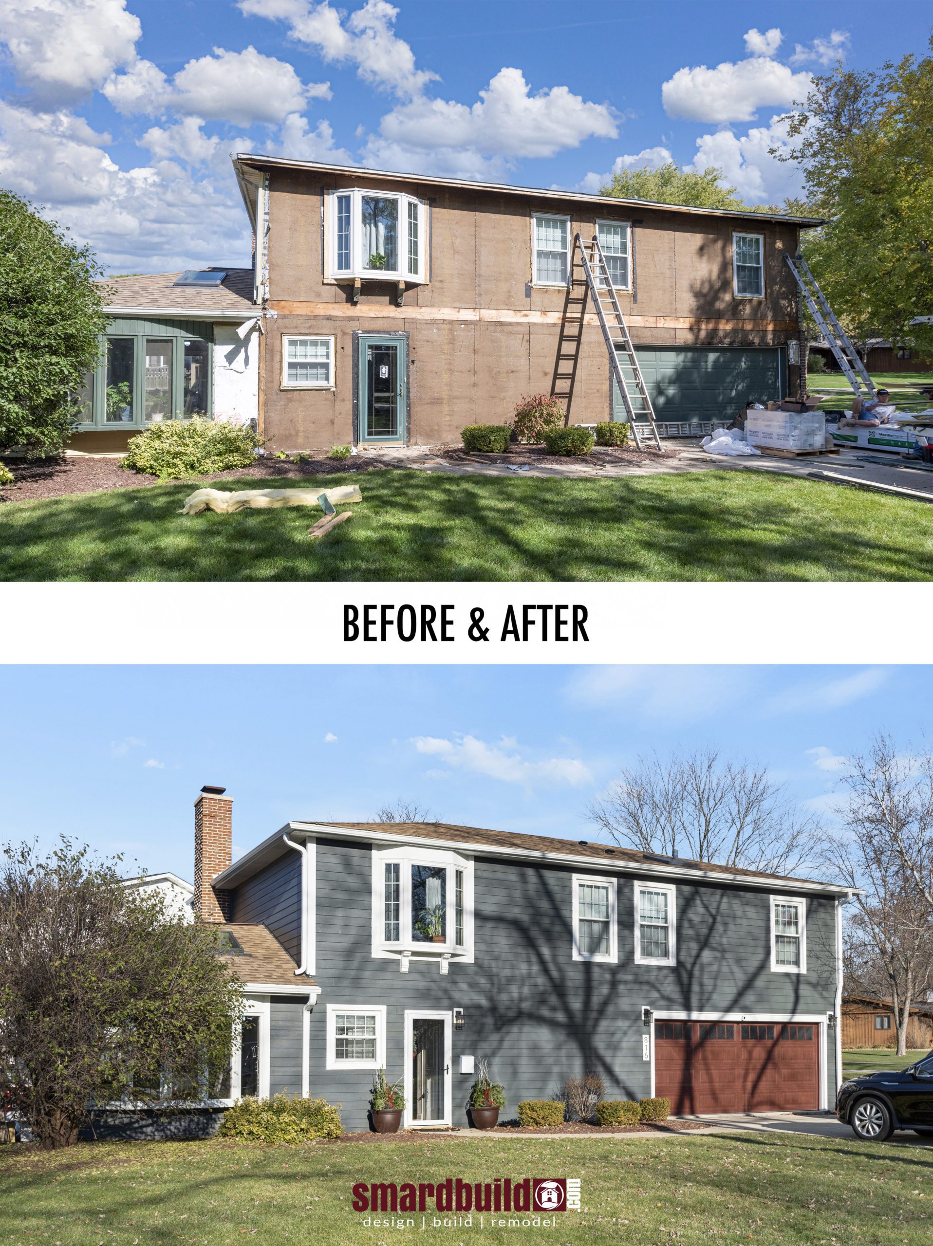 before and after blue siding